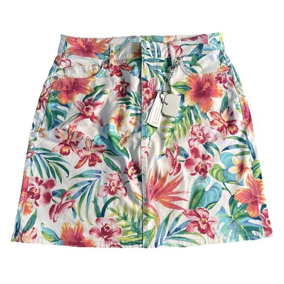Tommy Bahama Boracay Beach Royal Botanic Skirt Sz 6 White Floral Tropical NWT - Picture 3 of 12